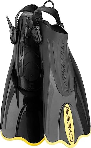 Cressi Palau Saf, Pinne Corte Regolabili per Nuoto e Snorkeling Unisex, Nero/Giallo, M/L (41/44)