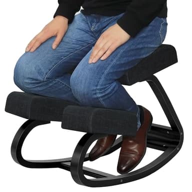 MallVitally Sedia Ergonomica Inginocchiatoio in Legno – Regolabile a Dondolo con Cuscino Traspirante, Allevia Mal di Schiena, Migliora Postura, per Ufficio Home Office Studio – 100 kg