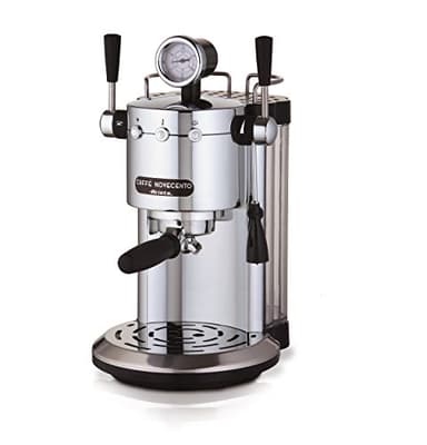 Ariete 1387/20 Caffè Novecento Macchina per Caffè Espresso, Cappuccinatore, Vano Scalda Tazze, 1100 W, 2 Tazze, 15 Bar, Cromo, Argento/Nero