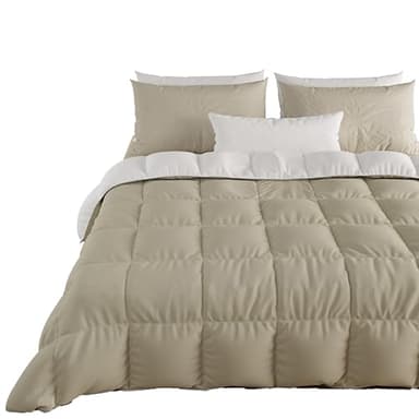PETTI Artigiani Italiani - Trapunta Matrimoniale Invernale, Piumone Matrimoniale, Tinta Unita Double Face Bianco Tortora 100% Made in Italy