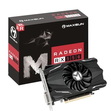 Scheda Video MAXSUN AMD Radeon RX 550 Scheda Grafica 4GB GDDR5 ITX per computer PC, Gaming, Video, GPU 128-bit DirectX 12 PCI Express X16 3.0 DVI-D Dual Link, HDMI, DisplayPort