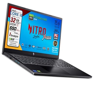 acer Notebook Gaming Nitro, Intel Core i9-13900H, RAM 32GB DDR5, SSD 1Tb(512GB X 2), 15.6" FHD IPS 165Hz, NVIDIA GeForce RTX 4060 8GB GDDR6,Wi-Fi 6, Thunderbolt 4.0, Win 11, ready to use