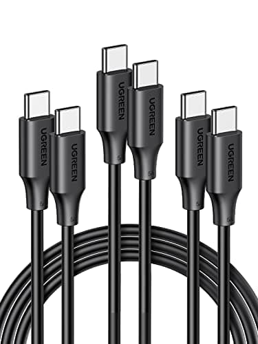 UGREEN 100W Cavo USB C 3Pack, Cable Type C PD 3.0 Ricarica Rapida 20V/5A Compatibile con iPhone 15 Plus Pro Max, MacBook, iPad, Galaxy S24 Ultra/S23/S22/S21, Tablet. 2M