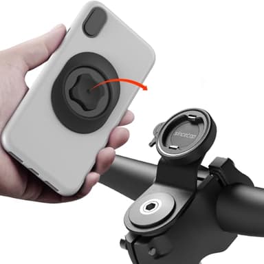 sincetop Porta cellulare bicicletta, Alluminio supporto telefono bici manubrio stelo di bicicletta da montagna, Attacco/sgancio rapido per bici da MTB/Strada/Bici Elettrica - Nero【Serie C-1a Gen】