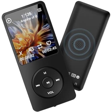 32GB Lettore MP3 con Bluetooth 5.2, Lettore Musicale MP3 portatile con Schermo 1,8 Pollici, Altoparlante HD Integrato, Video, Radio FM, Registratore Vocale, Funzione E-book