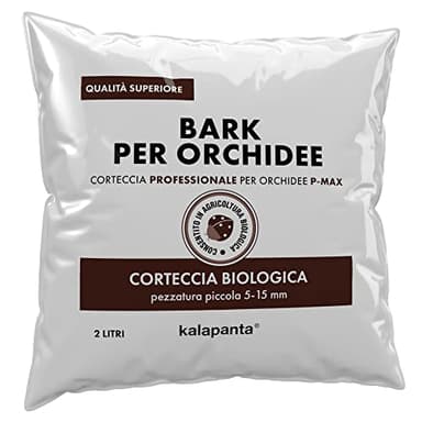 Kalapanta Bark Per Orchidee Linea Professionale, 2 Litri, Pezzatura 5-15 mm, Substrato a base di Corteccia di Pino Marittimo 100% Naturale, Ecologica Pronto all'uso