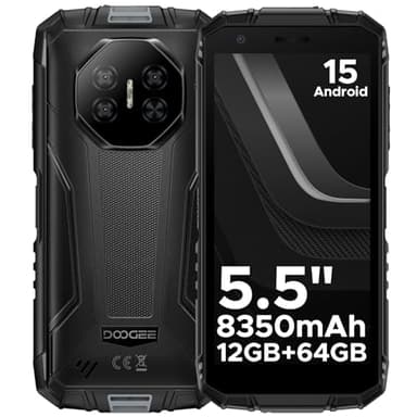DOOGEE Fire 3 Rugged Smartphone Android 15, 5.5" IPS HD+,8350mAh,12GB+64GB/2TB Telefono Indistruttibile, 13MP+8MP,Octa Core, NFC/Face ID/GPS/OTG/3.5mm/Widevine L1/IP68&IP69/4G Dual SIM Telefono Rugged