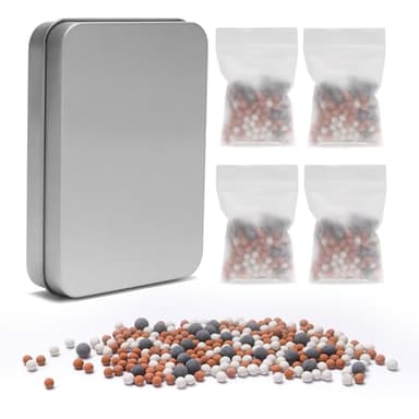 YEAUPE Filtro doccia anticalcare, Filtro Anticalcare Doccia, Palline minerali pietre filtranti antibatteriche, mineralizzante e pH neutro, Multicolor (4 Pacchetti)