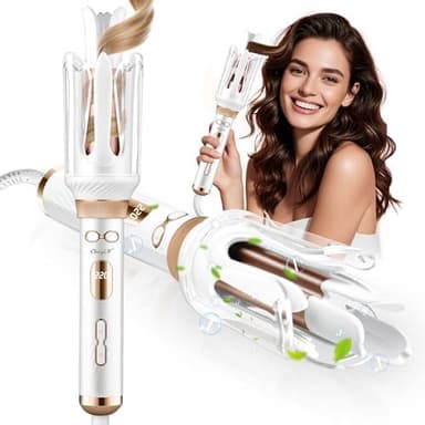 CkeyiN Pro Ferro Arricciacapelli Automatico, 28mm Piastra Arricciacapelli con Ioni Negativi, 14 Temperatura e Design Antiscottatura, Innovativo design per capelli arricciati magici a cinque angoli