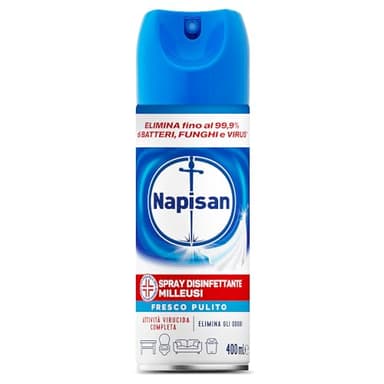 Napisan Spray Disinfettante Milleusi, Disinfettante Spray per Tessuti e Superfici, Fragranza Fresco Pulito, 1 Spray da 400ml