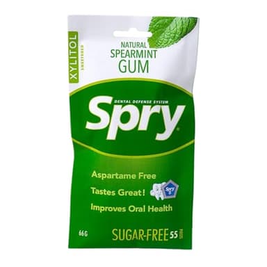 Spry Fresh Gomma da Masticare Naturale allo Xilitolo per l'Igiene Orale - Senza Aspartame, Senza Zucchero, Non OGM, Senza Glutine (Spearmint, 55 Count - Pack of 1)