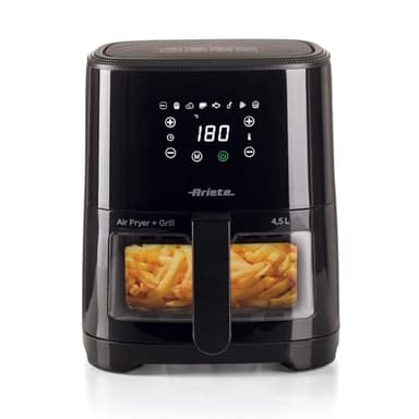 Ariete 4639 Friggitrice ad aria 4,5L, 1300W, Capacità 4,5L, 8 programmi, Funzione Grill, Temperatura fino a 200°C, Nero