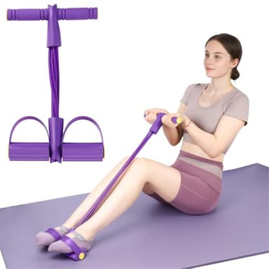 Fascia di Resistenza a Pedale, Corda Elastica con 6 Tubi, attrezzi palestra casa, elastici fitness, Elastico con Pedali, Allenatore Addominali per Vita/Bracci/Gambe