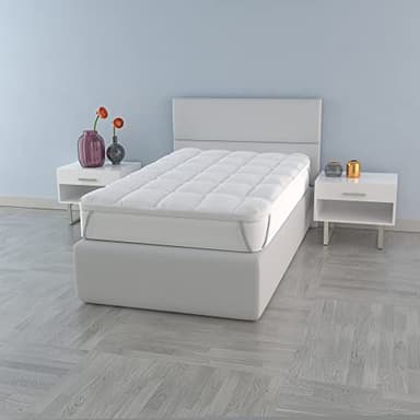 TOPPER PLUS TRAPUNTATO CON ELASTICI, Bianco, Singolo 80x195 cm