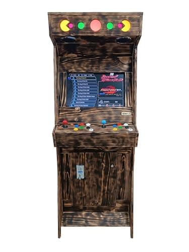 Cabinato Arcade Retro - Fatto a mano (legno) – Retro 2 giocatori con +4000 giochi classici, schermo LCD 22", Plug & Play – San-J