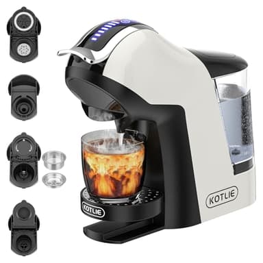 KOTLIE EM-308A Macchina Multifunzione 5 in 1 per Caffè Macinato, Capsule, ESE (44mm), Temperatura e Volume Regolabili
