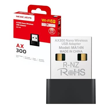 Mercusys TP-Link MA14N AX300 WiFi 6 WiFi USB, Chiavetta WiFi per PC Fisso, 287Mbps su 2.4GHz, Adattatore WiFi usb per Windows 11/10/7, Design Nano