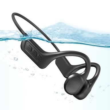 Cuffie Conduzione Ossea Nuoto,Impermeabilità IP68,Auricolari Wireless Bluetooth 5.3 con Microfono, Lettore musicale e Memoria 32GB Integrata Open Ear Auricolari Bluetooth per Corsa,Nuoto (Grey)