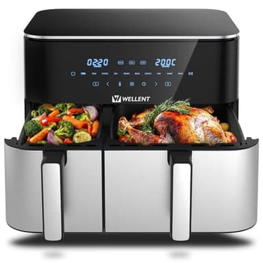 Friggitrice ad Aria 11L con Doppio Cestello (4+7L), Air Fryer XXL 2600W, Doppia Resistenza, 10 Programmi, Cottura Indipendente & Sync, Risultati Croccanti con Poco Olio, Touchscreen Digitale