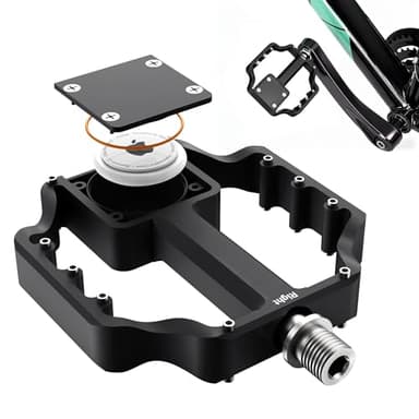 XMoving Pedali Bici con Supporto AirTag Nascosto, Localizzatore GPS Antifurto Impermeabile IP67, Alluminio CNC 9/16 Pollici, Antiscivolo Leggeri per MTB, Bici da Strada, E‑Bike
