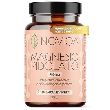 NOVIQA Magnesio Pidolato 980mg, 120 Capsule, Integratore Magnesio Organico Naturale ad Alta Biodisponibilità per Muscoli, Stress e Sistema Nervoso, Made in Italy