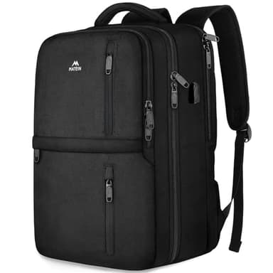 MATEIN Zaino da Viaggio Aereo 55x40x20 Bagaglio a Mano per PC 18.4 Pollici Grande Zaino Viaggio Impermeabile per Donna Uomo Borsa da Cabina con Porta Scarpe Travel Bag per Scuola Lavoro Trekking Nero