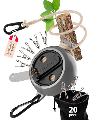 AUTDOOR® Stendibiancheria Retrattile da Esterno - con pratica manovella - Salvaspazio, Facile da Montare, Resistente agli Agenti Atmosferici - Ideale per Giardino, Balcone e Campeggio (Nero/Grigio)