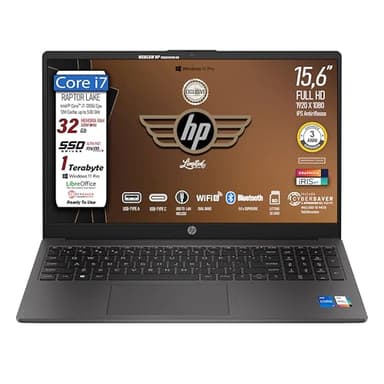 HP 250 G10, PC Portatile CPU Intel Core i7-1355U 13th 10 Core, fino a 5 GHz, RAM 32 GB, SSD 1 TB, Display 15.6" FullHD, Wi-Fi 6, BT, WebCam, HDMI, Win 11Pro, Pronto all'Uso, 3 anni di garanzia