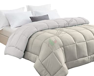 Tata Home Trapunta Invernale Tinta Unita Double Face Matrimoniale Imbottita 350 gr/mq Piumone Caldo Letto 2 Piazze 260x260 cm Bicolore Panna Tortora Mod. J