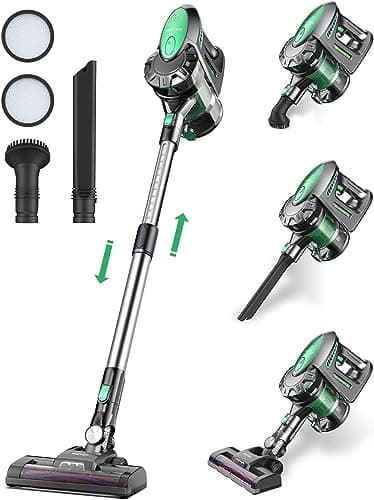 Vactidy V8 Aspirapolvere Senza Fili Potente,Scopa Elettrica Senza Fili 28kpa 4 in 1, 45 Minuti di Autonomia con Batteria Rimovibile, Luci LED,Aspirapolvere Portatile Ultra-leggero,Verde