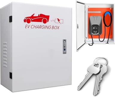 LOTHID Wallbox - Custodia protettiva universale per caricabatterie di tipo 1/tipo 2, con gancio di conservazione e protezione antifurto, IP54, impermeabile e antipolvere (bianco)