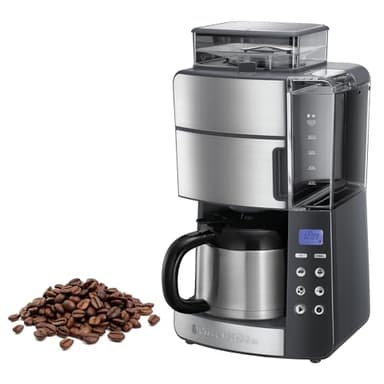 Russell Hobbs Macchina Caffè Americano con Macinacaffé Integrato - Timer digitale, Filtro per Estrazione e Aroma ottimali - Caraffa Termica; Max 10 tazze, 3 livelli di Macinatura, Grind&Brew 25620-56