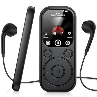 128GB Lettore MP3 con Bluetooth 5.4, Lettore Musicale con Radio FM, Registratore Vocale, Suono HiFi, Funzione E-book, Auricolari Inclusi (Nero)
