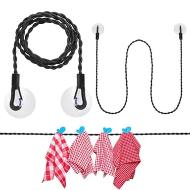 NOPKESV Stendibiancheria Retrattile Riflettente, per Campeggio e Viaggi, Cavo in Nylon da 1.5M con Clip per Uso Interno ed Esterno, per Stendere il Bucato, Corda per Stendere i Panni (Nero)