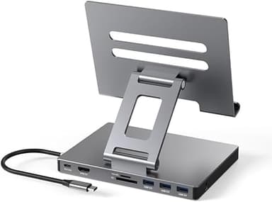 iPad Pro USB C Hub Stand, Adapter for iPad Pro M4 M2 M1 13 12.9 11 Inch iPad Air Docking Station Foldable 4K 60Hz HDMI, PD Charging, SD/TF Card Reader, 3 USB 3.0, 3.5mm Audio, iPad Dock Accessories
