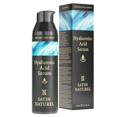Satin Naturel Siero all'Acido Ialuronico Uomo 75 ml - Siero Viso Giorno e Notte con Aloe Vera e Spirulina - Anti-Età Idratante e Rigenerante