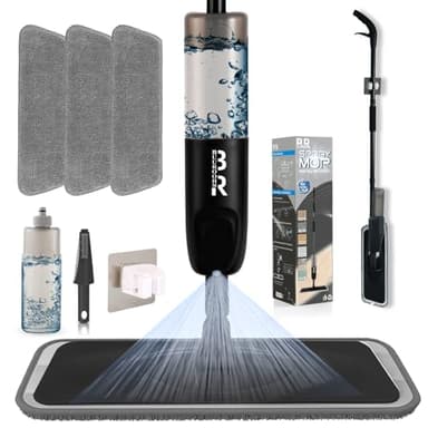 Mocio Lavapavimenti a Spruzzo Spray Floor Mop Mocio Lavapavimenti con Bottiglia Ricaricabile da 500ML e 3 Panni Lavabili per la Pulizia di legno, Laminato, Legno, Ceramica Pavimenti