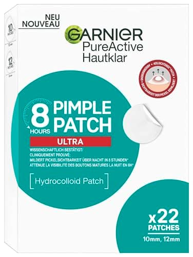 Garnier Pelliccia Pimple Toppe Ultra – Idrocolloidale per brufoli – Cerotti per brufoli ammorbidiscono la visibilità in 8 ore – Protezione da batteri e espressioni – 22 pezzi