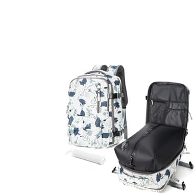 Zaino Sottovuoto Viaggio con Pompa Sacchi Sottovuoto Zaini da Easyjet 45x36x20 Cabina Aereo Bagaglio a Mano Compressione Ufficio Donna Uomo Antifurto Impermeabile Backpack Travel Grigio Foglia