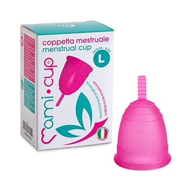 MAMICUP - Coppetta Mestruale Morbida in Silicone Medicale 100% Made in Italy, Totalmente Anallergica Priva di Lattice e Additivi, Coppette Mestruali per Ciclo - Taglia L - Rosa