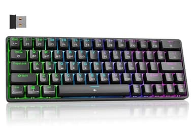 Dierya DK63 Tastiera Gaming Wireless con Interruttori Meccanica Lineari,60% Tastiera 2.4Ghz/Bluetooth/Type-C,Retroilluminazione RGB,Mini Compact 6 Tasti Anti-Ghosting（Layout US,QWERTY） Nero