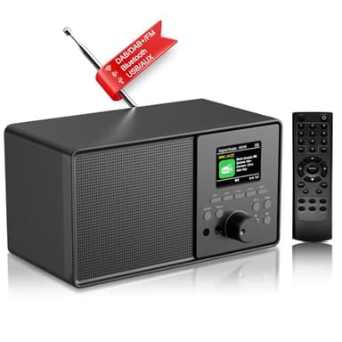 PAZEAU Radio Vintage DAB+/FM con Bluetooth 5.0, DAB Plus Digitale Radiosveglia Doppio Allarme, Telecomando, Porta USB/AUX, 30 Stazioni Preimpostate – Ideale per Cucina/Camera, Regalo di Qualità