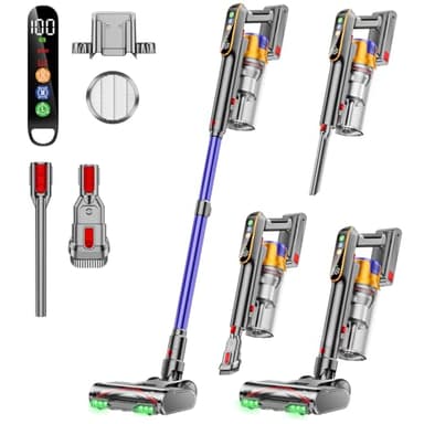 AOLOKO Aspirapolvere Senza Fili, 580W/50KPA/70Mins, Scopa Elettrica Senza Fili potente con Raccoglipolvere touchless da 1,8 l, spazzola anti-groviglio con luce verde per Tappeti/Pavimenti/Capelli
