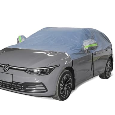 BEXITA Telo Copriauto Felpato Invernale Impermeabile Mezza Telo per Auto, Addensato Tessuto con Cotone Foderato, per Hatchback(fino a 440cm), Argento