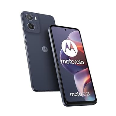 Motorola moto e15 (2/64GB, Fotocamera da 32MP + sensore antisfarfallio, Display 6.67" HD+ 90Hz Corning® Gorilla® Glass 3, 5200mAh, MediaTek Helio G81 Extreme, Android 14 Go Edition), Denim Blue