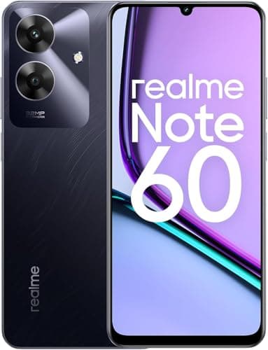 realme Note 60 – smartphone Android, Dual-SIM 4G, display LCD da 6,74 pollici a 90 Hz, 4 GB di RAM e 128 GB di ROM, batteria da 5000 mAh, fotocamera da 32 MP, Marble Black, senza adattatore