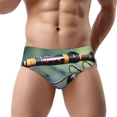 GaxfjRu Canna da pesca da uomo con stampa a triangolo slip con supporto U Pouch elastico morbido comfort fit, Nero , XXL