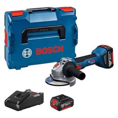 Bosch Professional 18V System Smerigliatrice angolare a batteria GWS 18V-8 (diametro disco 125 mm, incl. 2 batterie GBA 4.0Ah, caricabatteria GAL 18V-40, L-BOXX)