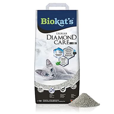 Biokat's Diamond Care Classic senza profumo, Lettiera per gatti a grana fine con carbone attivo e aloe vera, 1 Sacco, 1 x 10 L