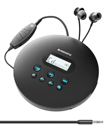 Lettore CD Portatile Bluetooth ricaricabile | Lettore CD Esterno per Auto con 12 ore di Riproduzione Portatile | Oakcastle CD100